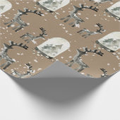 Rustic Kraft Scandinavian Stags kerstlampjes Cadeaupapier (Hoek)