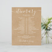 Rustic Kraft Schedule Wedding Itinerary Tijdlijn (Staand voorkant)