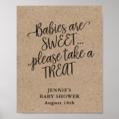 Rustic Kraft Script Baby shower Favor Display Poster (Voorkant)
