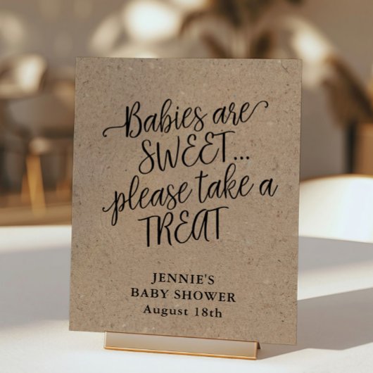 Rustic Kraft Script Baby shower Favor Display Poster