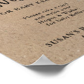 Rustic Kraft Script Baby shower hoopt en wenst Poster (Hoek)