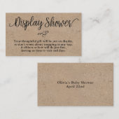 Rustic Kraft Script Display Shower Insert Kaart Visitekaartje (Voorkant / Achterkant)