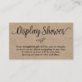 Rustic Kraft Script Display Shower Insert Kaart Visitekaartje (Voorkant)