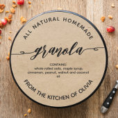 Rustic kraft Script Homemade Granola Label