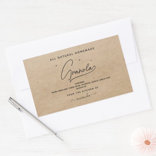 Rustic kraft Script Homemade Granola Label (Envelop)