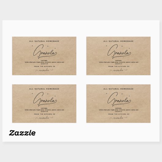 Rustic kraft Script Homemade Granola Label (Vel)