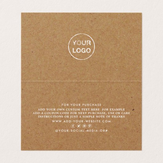 Rustic Kraft Script, Logo/Afbeelding - Hartelijk d Visitekaartje (Binnenkant ongevouwen)