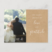 Rustic Kraft Script Photo Weddenschap Bedankt Briefkaart (Voorkant)