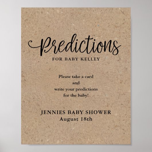 Rustic Kraft Script Predication Kaart Display Poster (Voorkant)