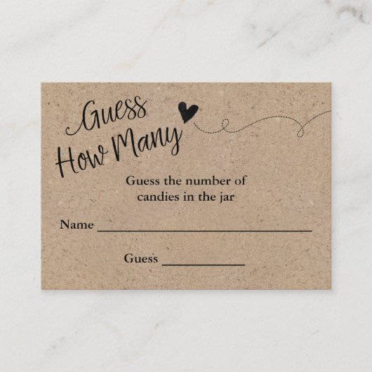 Rustic Kraft Script raden hoeveel Kaart het spel h Visitekaartje (Voorkant)