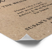 Rustic Kraft Script Vrijgezellenfeest Advice & Wis Poster (Hoek)