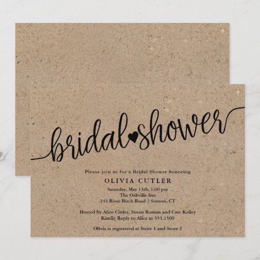 Rustic Kraft Script Vrijgezellenfeest Kaart (Voorkant / Achterkant)