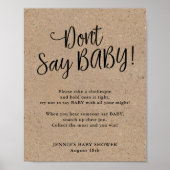 Rustic Kraft Script Zeg geen Baby game Poster (Voorkant)