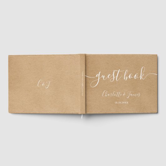 Rustic Kraft Signature Script Wedding Gastenboek (Volledig)