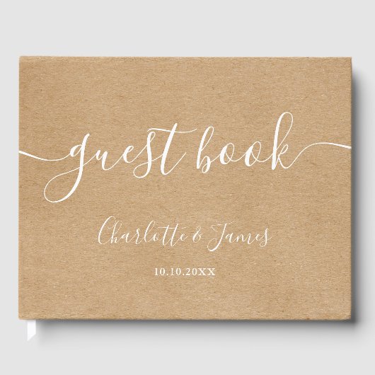 Rustic Kraft Signature Script Wedding Gastenboek (Voorkant)