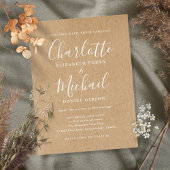 Rustic Kraft Signature Script Wedding Uitnodiging Briefkaart