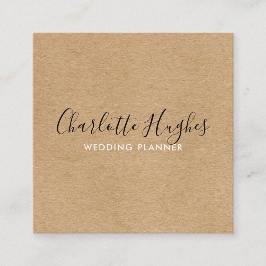 Rustic Kraft Signature Vierkante Visitekaartje (Voorkant)