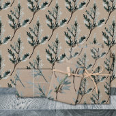 Rustic Kraft Silver Blue Spruce Tree Branches Inpakpapier Vel