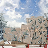 Rustic Kraft Silver Blue Spruce Tree Branches Inpakpapier Vel