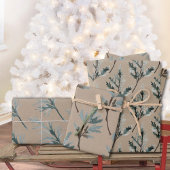 Rustic Kraft Silver Blue Spruce Tree Branches Inpakpapier Vel
