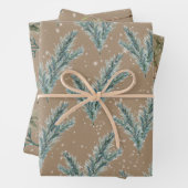 Rustic Kraft Silver Blue Spruce Winter Greenery Inpakpapier Vel (In situ)