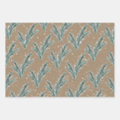 Rustic Kraft Silver Blue Spruce Winter Greenery Inpakpapier Vel (Voorkant)