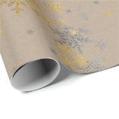 Rustic Kraft Silver & Gold Snowflakes Cadeaupapier (Rol Hoek)