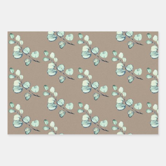 Rustic Kraft Silver Green Eucalyptus Sprigs Inpakpapier Vel (Voorkant)
