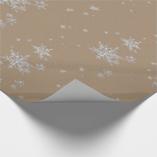 Rustic Kraft Silver Snowflakes, verpakt papier (Hoek)