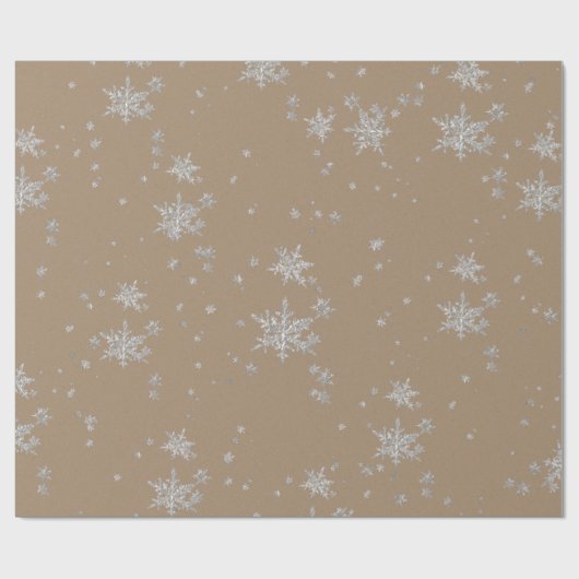 Rustic Kraft Silver Snowflakes, verpakt papier (Vlak)