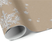 Rustic Kraft Silver Snowflakes, verpakt papier (Rol Hoek)