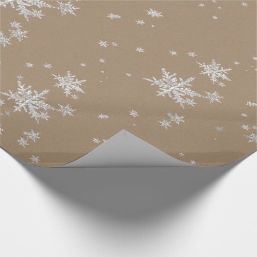 Rustic Kraft Silver Snowflakes, verpakt papier (Hoek)