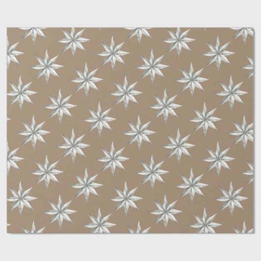 Rustic Kraft Silver  Star Cadeaupapier (Vlak)