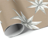 Rustic Kraft Silver  Star Cadeaupapier (Rol Hoek)