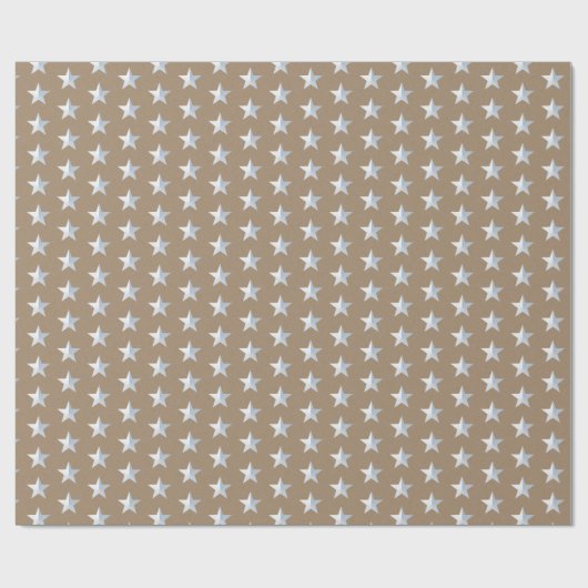 Rustic Kraft Silver Stars Cadeaupapier (Vlak)
