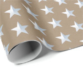 Rustic Kraft Silver Stars Cadeaupapier (Rol Hoek)