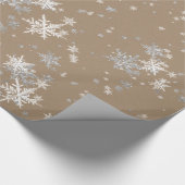 Rustic Kraft Silver & White Snowflakes Cadeaupapier (Hoek)