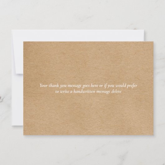 Rustic Kraft Simple Elegant White Script Bedankkaart (Achterkant)