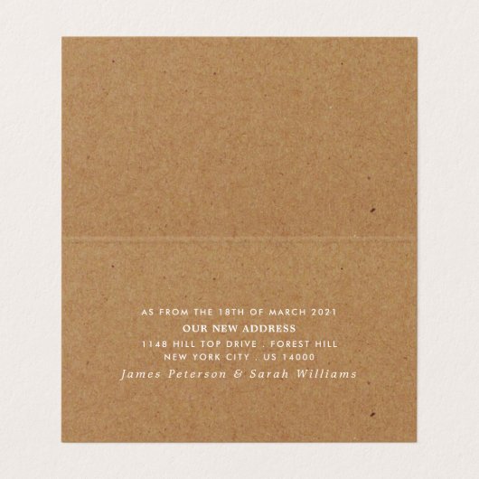 Rustic Kraft Simple Script Change of Address Card Visitekaartje (Binnenkant ongevouwen)