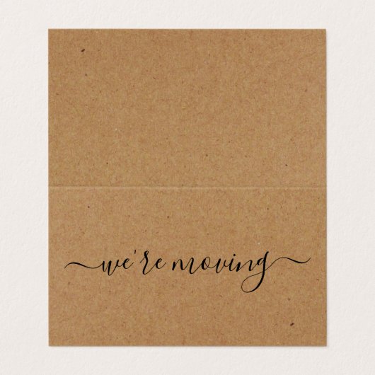 Rustic Kraft Simple Script Change of Address Card Visitekaartje (Buitenkant ongevouwen)