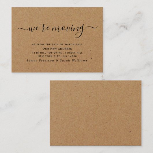 Rustic Kraft Simple Script Change of Address Informatiekaartje (Voorkant / Achterkant)