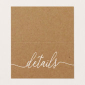 Rustic Kraft Simple Script met Photo Detail Card Visitekaartje (Buitenkant ongevouwen)
