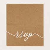 Rustic Kraft Simple Script met Photo RSVP-kaart Visitekaartje (Buitenkant ongevouwen)