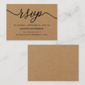 Rustic Kraft Simple Script RSVP Informatiekaartje (Voorkant / Achterkant)