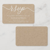 Rustic Kraft Simple Script RSVP Visitekaartje (Voorkant / Achterkant)