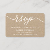 Rustic Kraft Simple Script RSVP Visitekaartje (Voorkant)