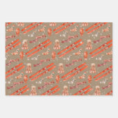 Rustic Kraft Skiing for Kerstvakanay Wrapping Inpakpapier Vel (Voorkant 2)