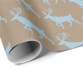 Rustic Kraft Sky Blue Stag Reindeer Wrappapier Cadeaupapier (Rol Hoek)