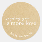 Rustic Kraft Smore Love Personalised Wedding Favor Ronde Sticker (Voorkant)
