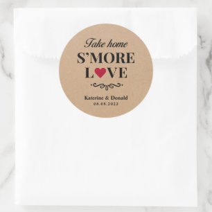 Rustic Kraft S'more Love Wedding Ronde Sticker